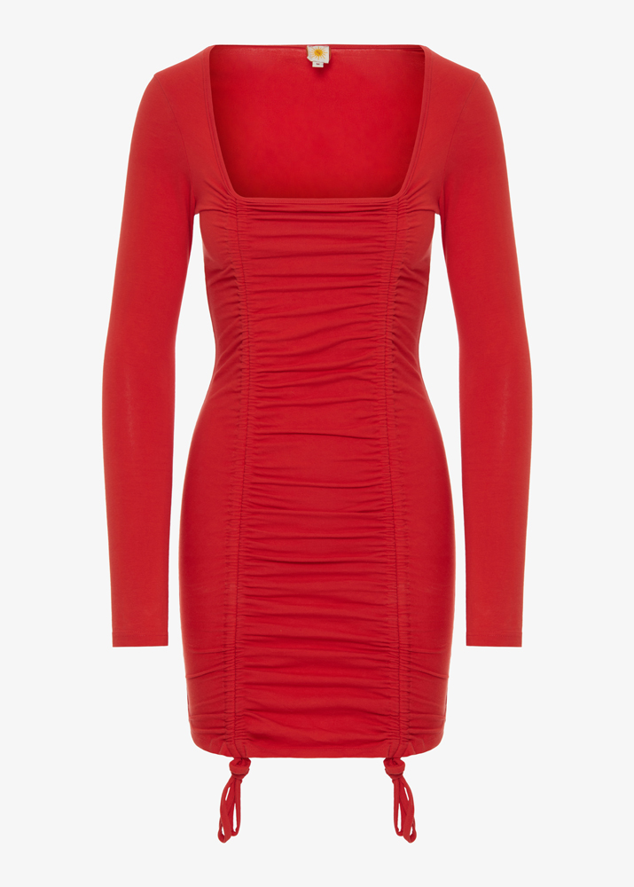 DRAWSTRING MINI DRESS