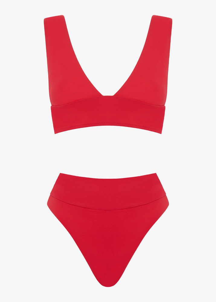 RED V-NECK BIKINI