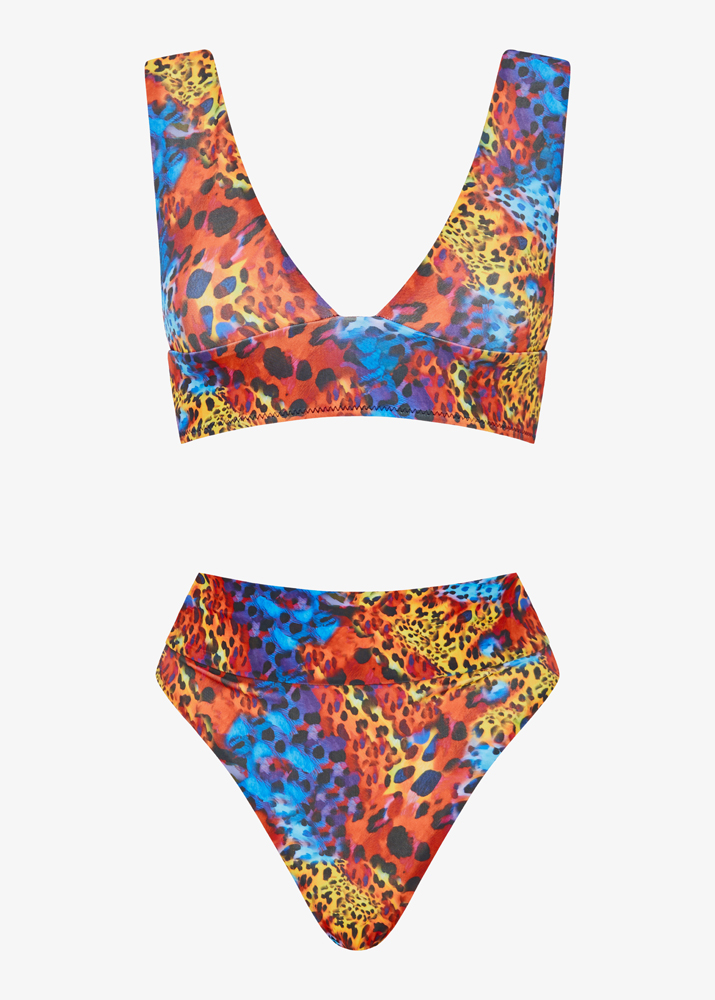 ANIMAL PRINT V-NECK BIKINI