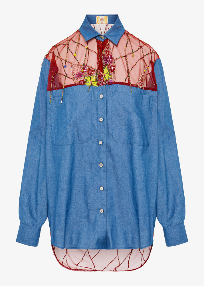BEADED DENIM SHIRT