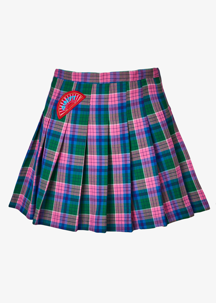 CHECK PLEATED TENNIS SKIRT