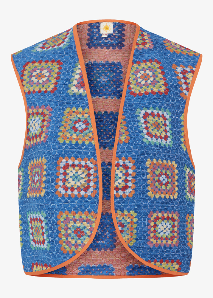 BLUE PRINTED JACQUARD VEST