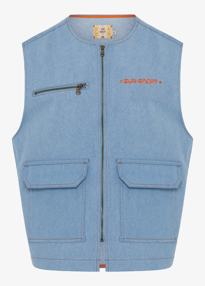 LEOPARD DENIM GILET