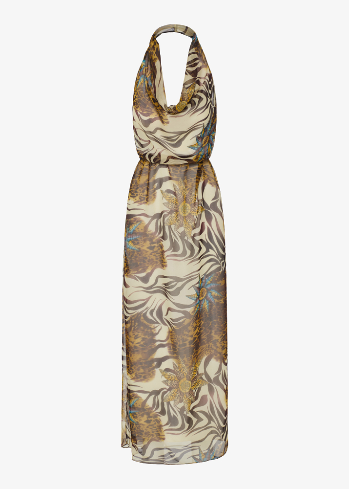 BACKLESS PRINTED DRESS
