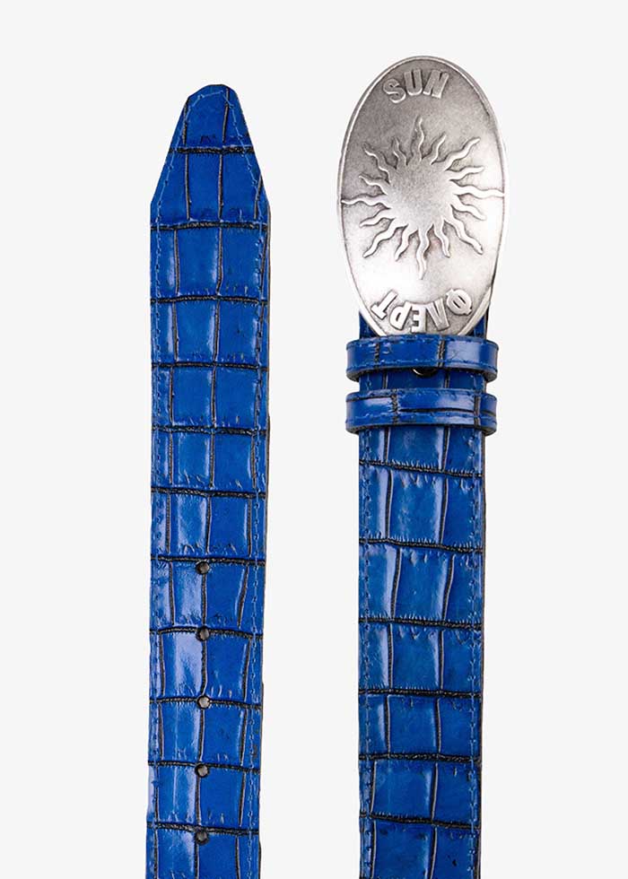 CROCO LEATHER BELT WITH METAL BUCKLE