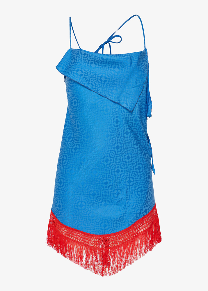 FRINGED JACQUARD MINI DRESS