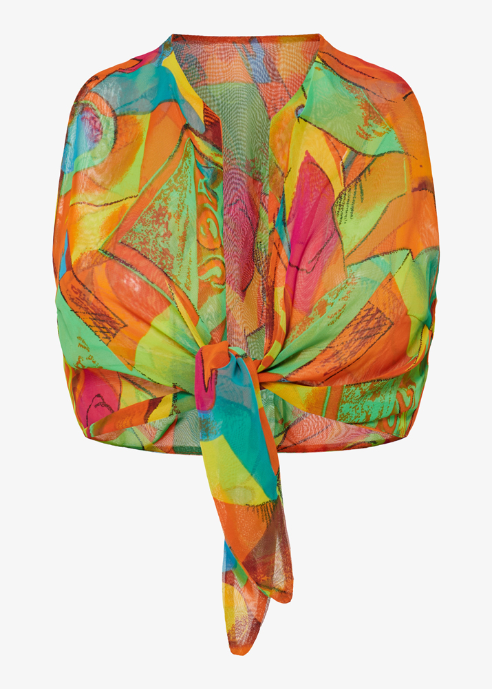 TROPICAL-PRINT KNOTTED TOP