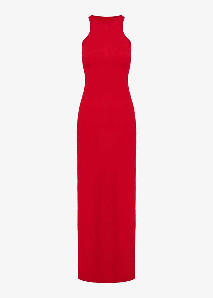 CUTOUT LONG CRINKLED DRESS