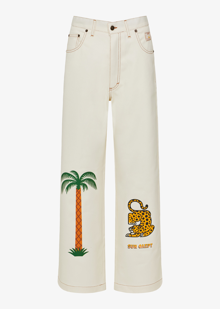 LEOPARD WIDE-LEG JEANS