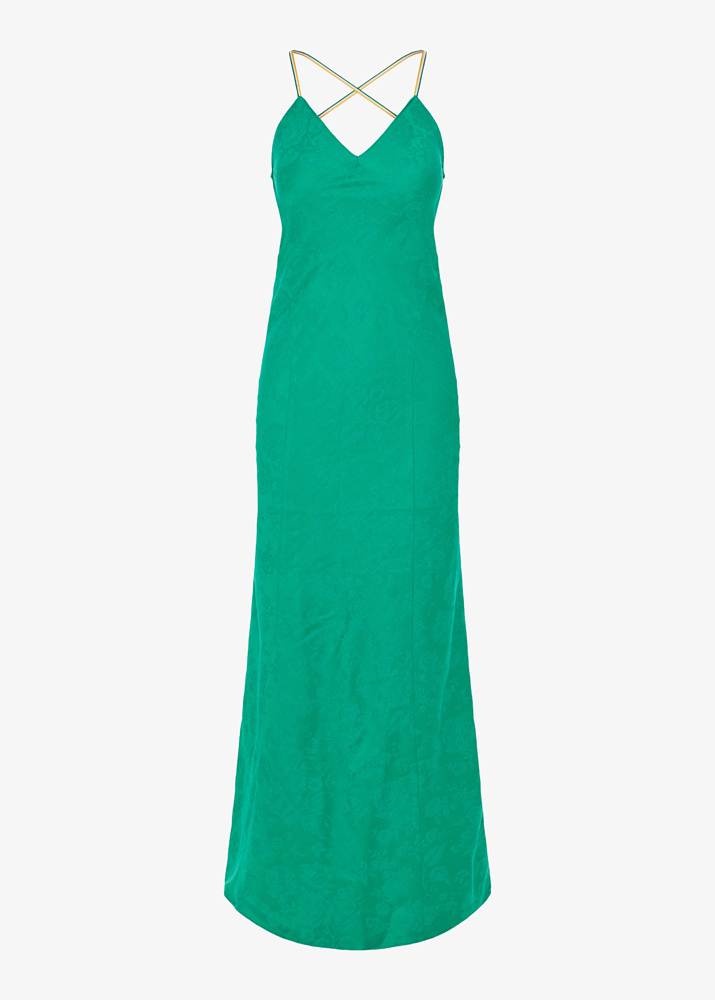 BACKLESS JACQUARD MAXI DRESS