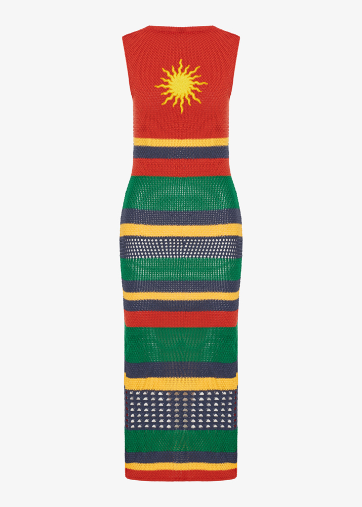 STRIPED KNITTED MAXI DRESS