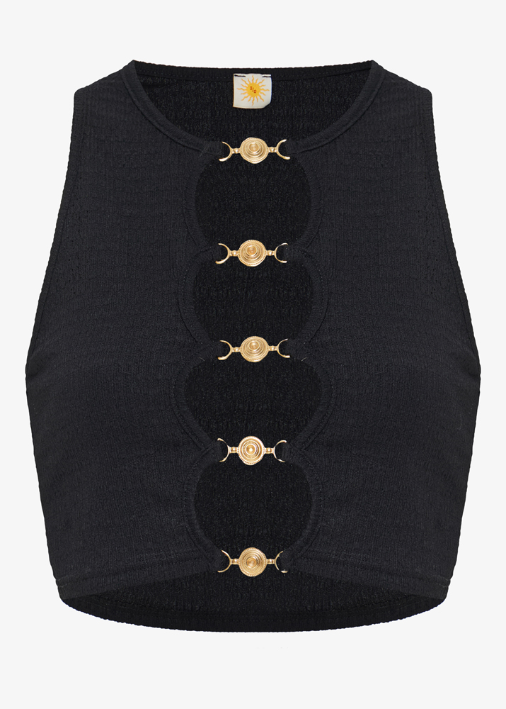 BLACK CUTOUT CROPPED TOP