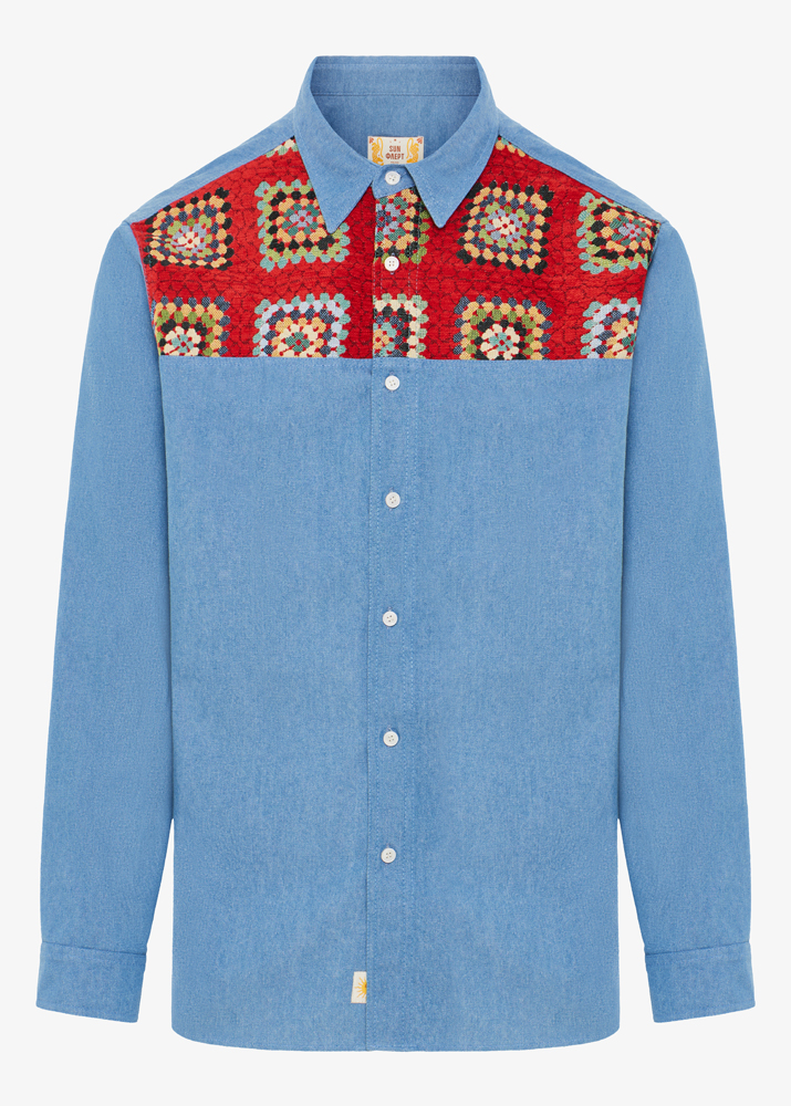 PANELED DENIM SHIRT