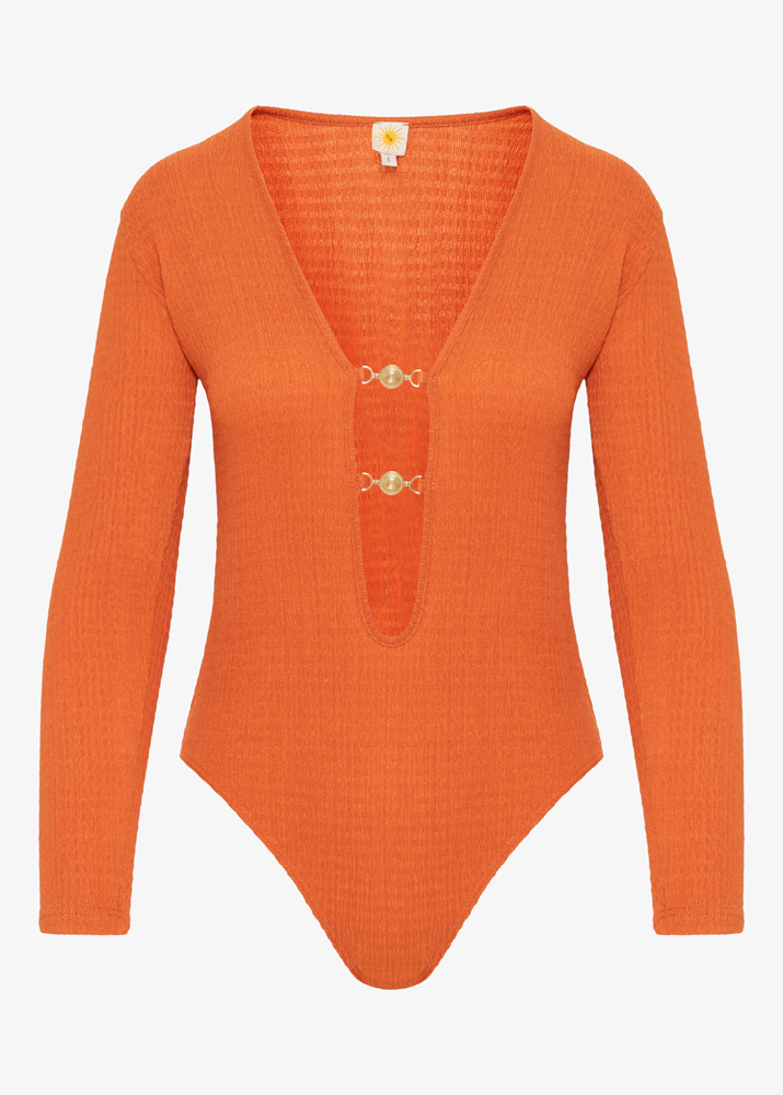 ORANGE CUTOUT BODYSUIT